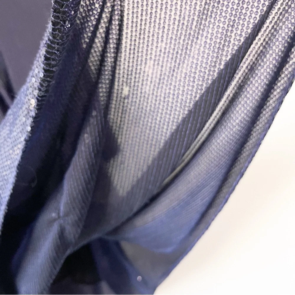 Lafayette 148 New York Navy Silk Sequin Asymmetrical Tunic Dress Cocktail Party